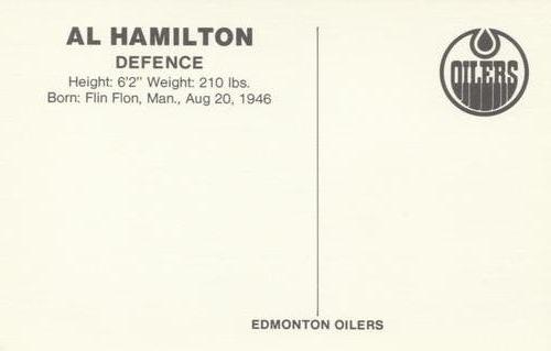 1979-80 Edmonton Oilers Postcards #NNO Al Hamilton Back
