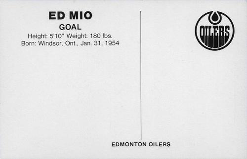 1979-80 Edmonton Oilers Postcards #NNO Eddie Mio Back