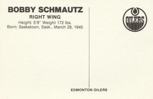 1979-80 Edmonton Oilers Postcards #NNO Bobby Schmautz Back