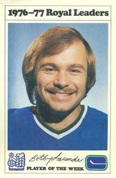 1976-77 Royal Bank Vancouver Canucks #NNO Bobby Lalonde Front