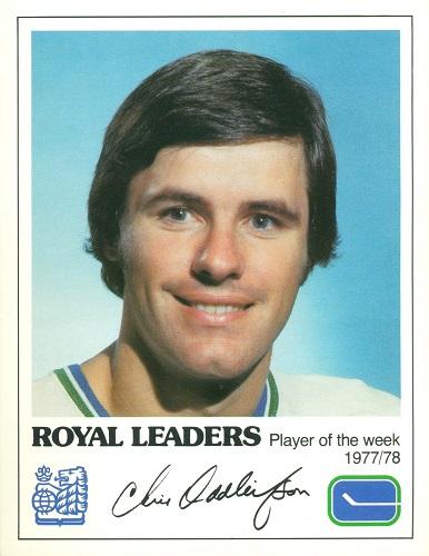1977-78 Royal Bank Vancouver Canucks #NNO Chris Oddleifson Front