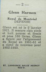 1952-53 St. Lawrence Sales (QSHL) #2 Glen Harmon Back