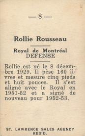 1952-53 St. Lawrence Sales (QSHL) #8 Rollie Rousseau Back