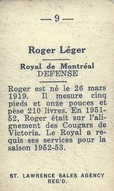 1952-53 St. Lawrence Sales (QSHL) #9 Roger Leger Back