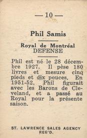 1952-53 St. Lawrence Sales (QSHL) #10 Phil Samis Back