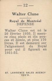 1952-53 St. Lawrence Sales (QSHL) #12 Walter Clune Back
