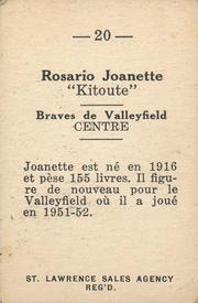 1952-53 St. Lawrence Sales (QSHL) #20 Rosario Joannette Back
