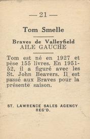 1952-53 St. Lawrence Sales (QSHL) #21 Tom Smelle Back