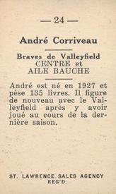 1952-53 St. Lawrence Sales (QSHL) #24 Andre Corriveau Back