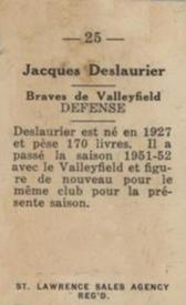 1952-53 St. Lawrence Sales (QSHL) #25 Jacques Deslauriers Back