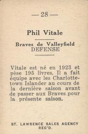 1952-53 St. Lawrence Sales (QSHL) #28 Phillip Vitale Back