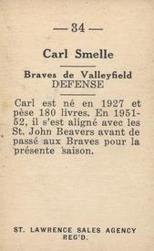 1952-53 St. Lawrence Sales (QSHL) #34 Carl Smelle Back