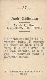 1952-53 St. Lawrence Sales (QSHL) #37 Jack Gelineau Back