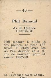 1952-53 St. Lawrence Sales (QSHL) #40 Phil Renaud Back