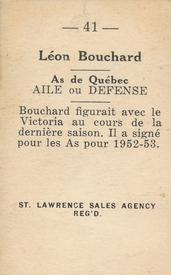 1952-53 St. Lawrence Sales (QSHL) #41 Leon Bouchard Back