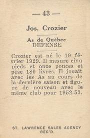1952-53 St. Lawrence Sales (QSHL) #43 Joe Crozier Back