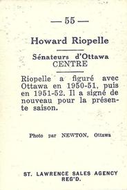 1952-53 St. Lawrence Sales (QSHL) #55 Howard Riopelle Back