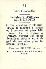 1952-53 St. Lawrence Sales (QSHL) #61 Leo Gravelle Back