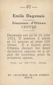 1952-53 St. Lawrence Sales (QSHL) #67 Emile Dagenais Back
