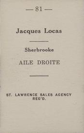1952-53 St. Lawrence Sales (QSHL) #81 Jacques Locas Back