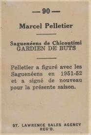 1952-53 St. Lawrence Sales (QSHL) #90 Marcel Pelletier Back