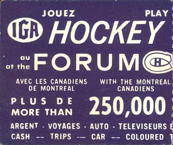 1967-68 IGA Montreal Canadiens Series 2 #NNO Yvan Cournoyer Back