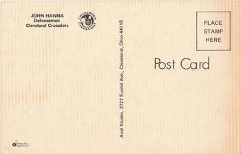 1972-73 Cleveland Crusaders (WHA) Postcards #NNO John Hanna Back