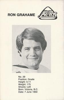 1975-76 Houston Aeros (WHA) #NNO Ron Grahame Back