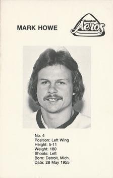 1975-76 Houston Aeros (WHA) #NNO Mark Howe Back