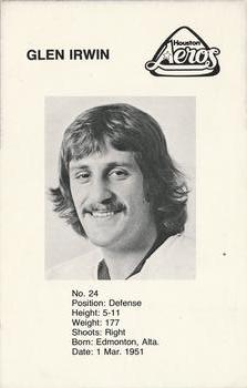 1975-76 Houston Aeros (WHA) #NNO Glen Irwin Back