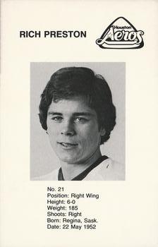 1975-76 Houston Aeros (WHA) #NNO Rich Preston Back