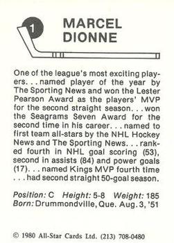 1980-81 Los Angeles Kings #1 Marcel Dionne Back