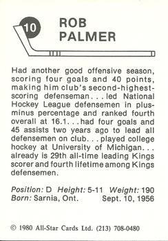 1980-81 Los Angeles Kings #10 Rob Palmer Back