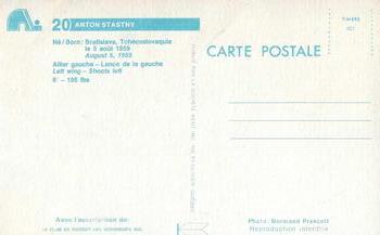 1980-81 Quebec Nordiques Postcards #NNO Anton Stastny Back