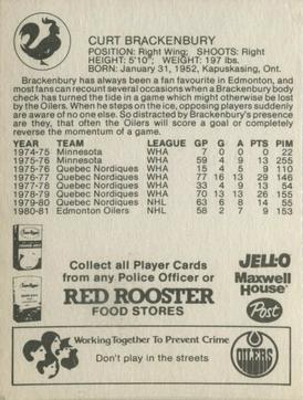 1981-82 Red Rooster Edmonton Oilers #NNO Curt Brackenbury Back