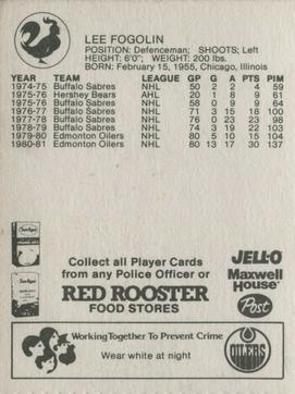 1981-82 Red Rooster Edmonton Oilers #NNO Lee Fogolin Back