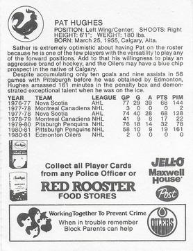 1981-82 Red Rooster Edmonton Oilers #NNO Pat Hughes Back