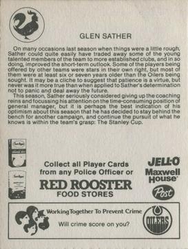 1981-82 Red Rooster Edmonton Oilers #NNO Glen Sather Back