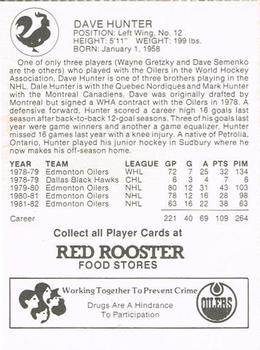1982-83 Red Rooster Edmonton Oilers #NNO Dave Hunter Back