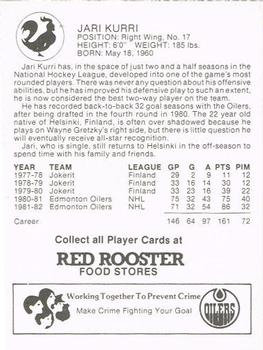 1982-83 Red Rooster Edmonton Oilers #NNO Jari Kurri Back