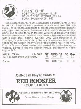 1982-83 Red Rooster Edmonton Oilers #NNO Grant Fuhr Back