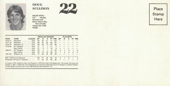1982-83 Hartford Courant Junior Whalers Hartford Whalers #19 Doug Sulliman Back