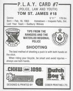 1982-83 Kitchener Rangers (OHL) Police #7 Tom St. James Back