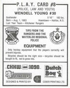 1982-83 Kitchener Rangers (OHL) Police #8 Wendell Young Back