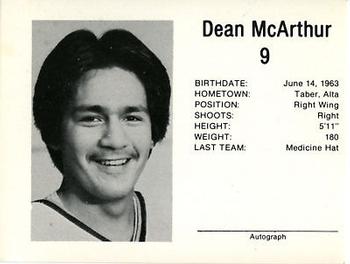 1982-83 Medicine Hat Tigers (WHL) #NNO Dean McArthur Front