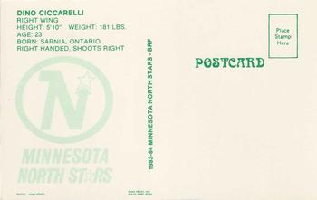 1983-84 Minnesota North Stars Postcards #NNO Dino Ciccarelli Back