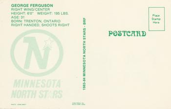 1983-84 Minnesota North Stars Postcards #NNO George Ferguson Back
