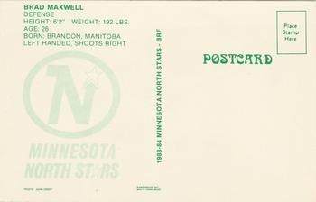 1983-84 Minnesota North Stars Postcards #NNO Brad Maxwell Back