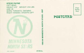 1983-84 Minnesota North Stars Postcards #NNO Steve Payne Back