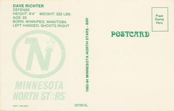 1983-84 Minnesota North Stars Postcards #NNO Dave Richter Back